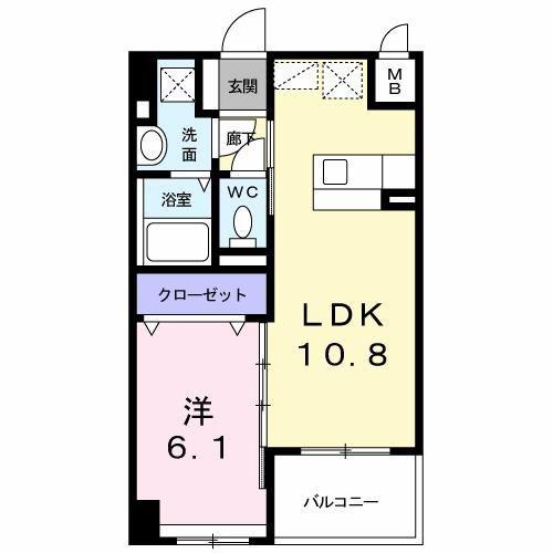 シュトラーレ 八日町(1LDK/10階)の間取り写真