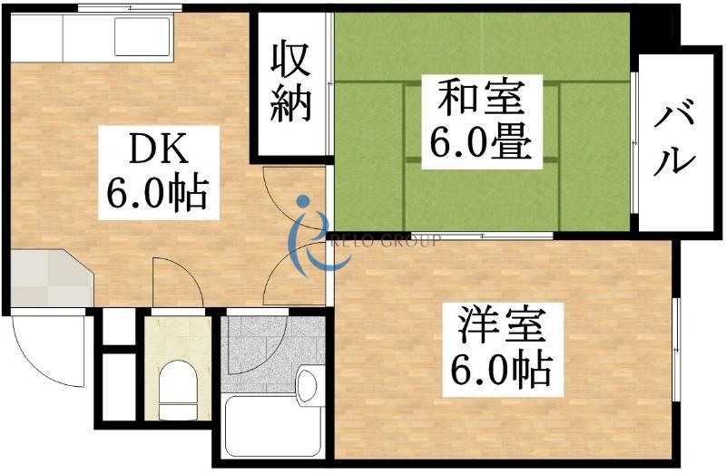 オーツ―フォレスト(2DK/4階)の間取り写真