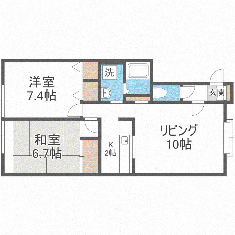 パーソナルコート北26条(2LDK/2階)の間取り写真