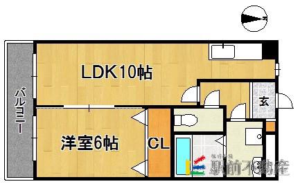 シーベル(1LDK/2階)の間取り写真