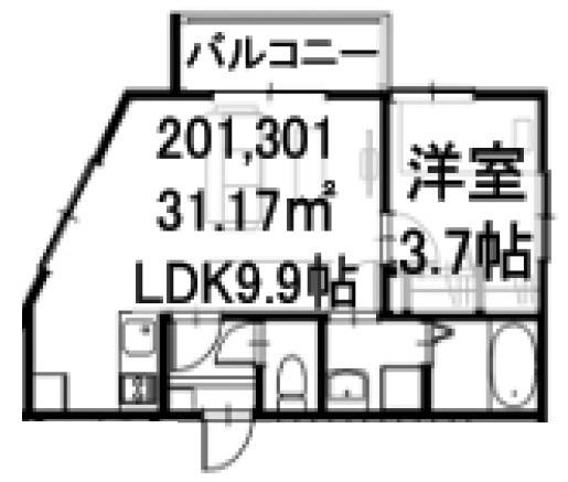 LOTUSGRANMATSUDO(1LDK/2階)の間取り写真