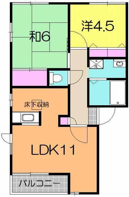 タウン洋III(2LDK/1階)の間取り写真