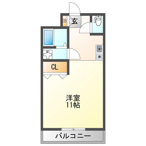 ヘリオス(1K/4階)の間取り写真