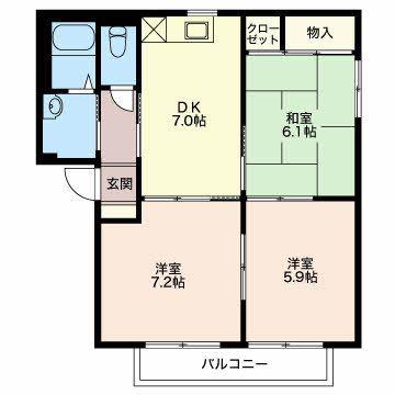 ハイジドルフ(3DK/1階)の間取り写真