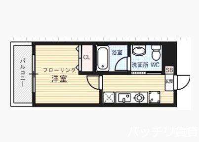 クレスティア天神サウス(1K/4階)の間取り写真