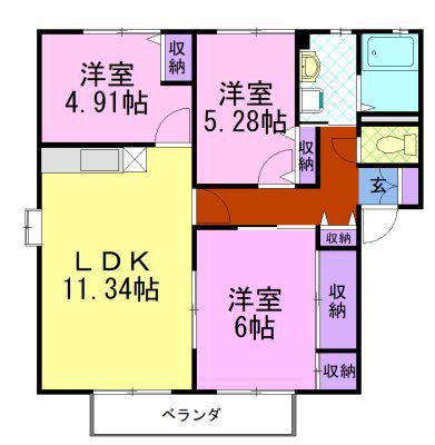 パイン・ソシアA(3LDK/2階)の間取り写真