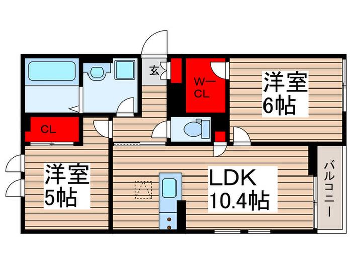 RACINE MATSUDO(2LDK/1階)の間取り写真