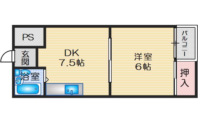 センチュリーマンション2号館(1DK/2階)の間取り写真