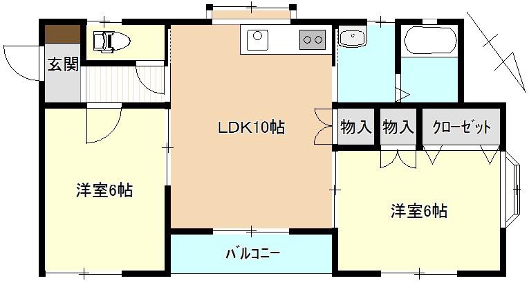 グリーンベル(2LDK/1階)の間取り写真