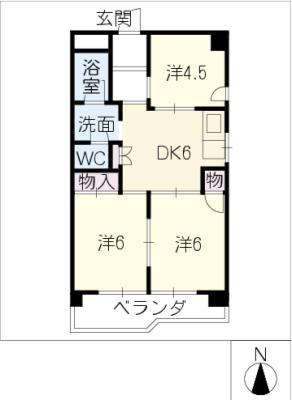 東海マンション88(3DK/5階)の間取り写真