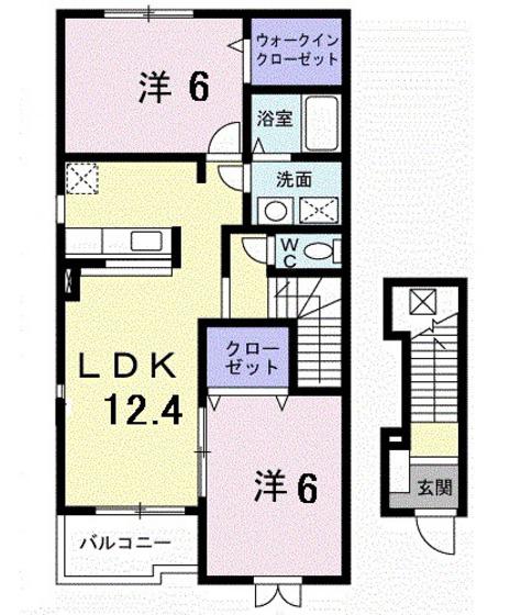 アプリコットC(2LDK/2階)の間取り写真