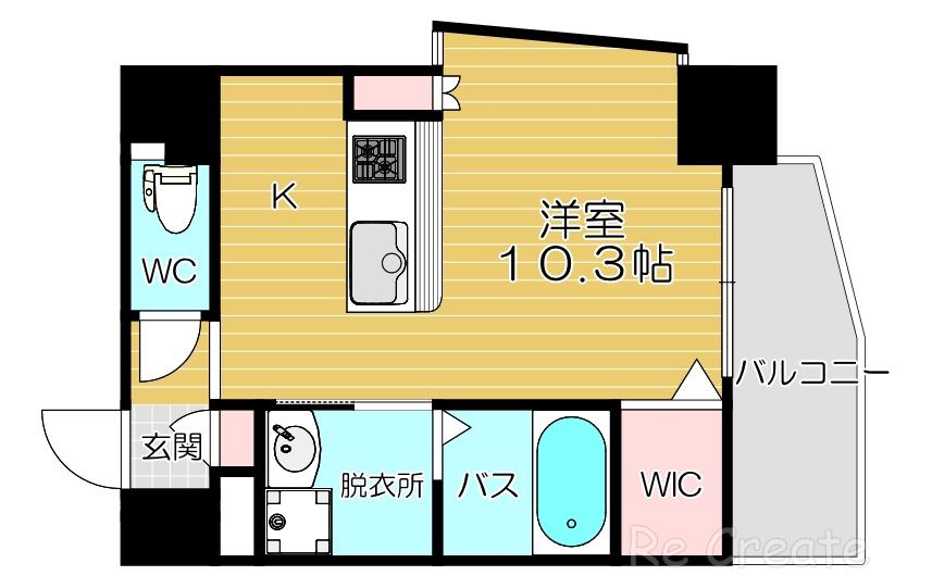 OAK弥栄 夕陽ヶ丘(ワンルーム/11階)の間取り写真