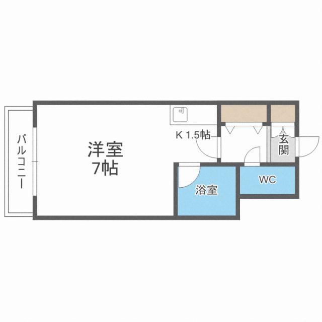 ジョイフル札幌(1K/8階)の間取り写真