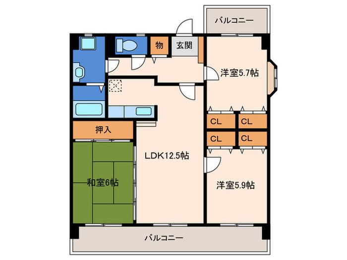 エミネント今宿(3LDK/5階)の間取り写真