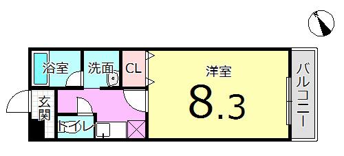 レセットメールあかね(1K/2階)の間取り写真
