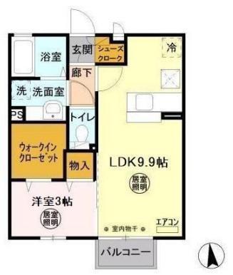 サニーテラスII(1LDK/1階)の間取り写真