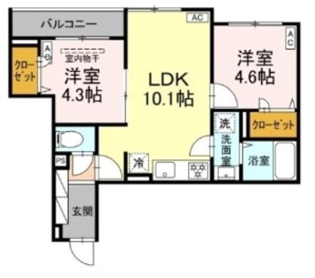 セレスティア高砂(2LDK/2階)の間取り写真