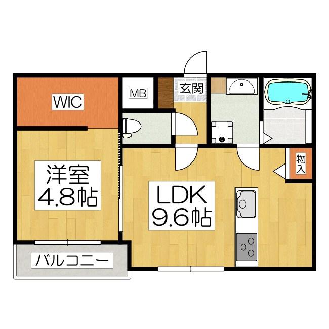 COCOWA LE HAL(1LDK/2階)の間取り写真