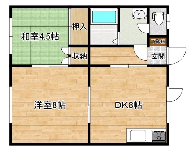 コーポ原(2DK/1階)の間取り写真