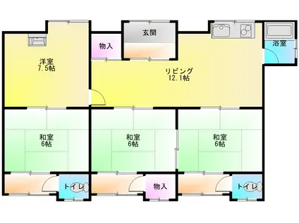 的場ハイツ(4LDK/2階)の間取り写真