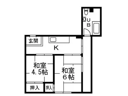 西中洲第2ビル(2DK/4階)の間取り写真
