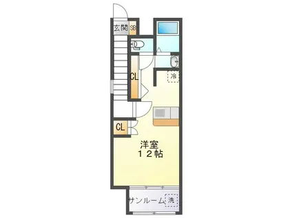 バスティード 海山道(ワンルーム/2階)の間取り写真