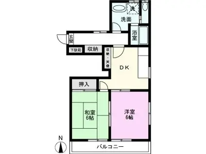 サンハイムI(2DK/1階)の間取り写真