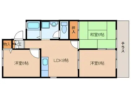 ビューテラスA(3LDK/2階)の間取り写真