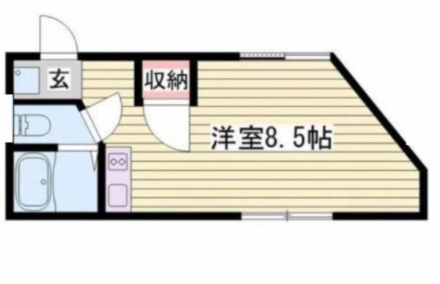 ベルフラワー岡町(ワンルーム/2階)の間取り写真