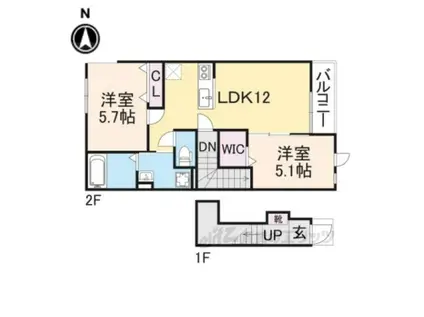 オリーブ高塚(2LDK/2階)の間取り写真
