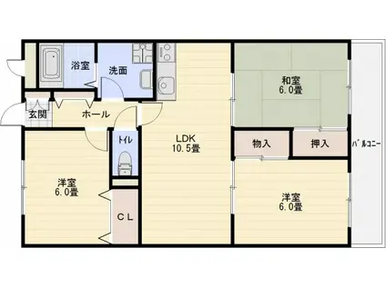 アルカザーレ国分西(3LDK/5階)の間取り写真