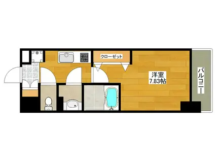 LUXE東三国V(1K/9階)の間取り写真