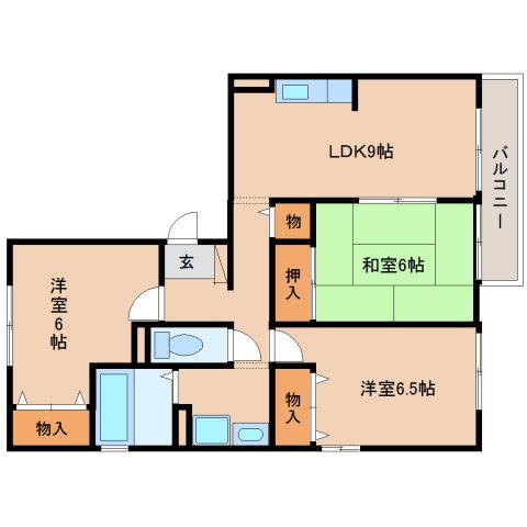 ソシアB(3LDK/3階)の間取り写真