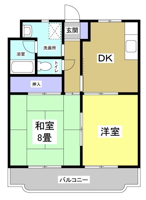 マンションカズ(2DK/1階)の間取り写真