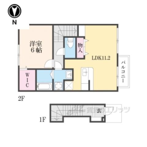 ツインアヴニール弐号館(1LDK/2階)の間取り写真