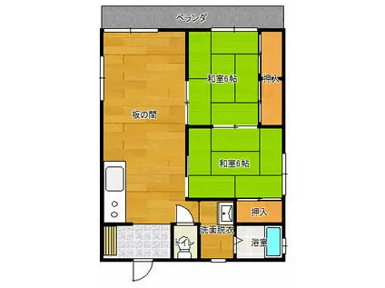 フレグランス島崎(2LDK/2階)の間取り写真