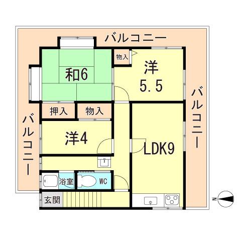 結城ビル(3LDK/3階)の間取り写真