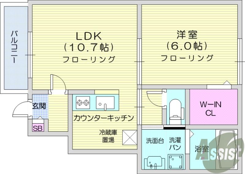 WISH南光台(1LDK/1階)の間取り写真