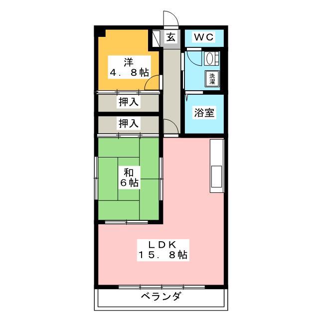 グランディール(2LDK/1階)の間取り写真