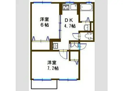 ロイヤルハイツ(2DK/2階)の間取り写真