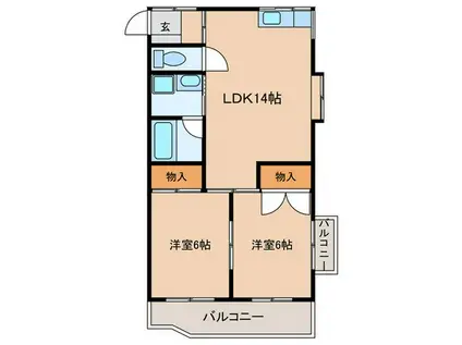 ハレーちとせ(2LDK/6階)の間取り写真
