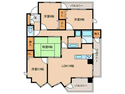 ソフィア小幡緑地公園(4LDK/6階)の間取り写真