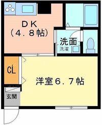 オリーブコート古野上(1K/1階)の間取り写真