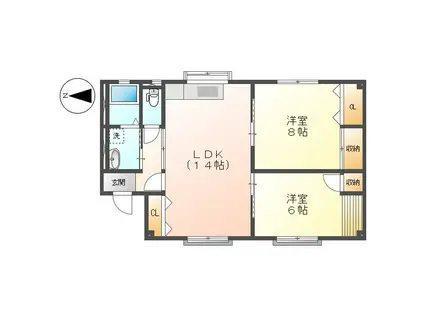 原島コーポ(2LDK/2階)の間取り写真