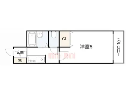 グレースハイツ六甲(1K/2階)の間取り写真