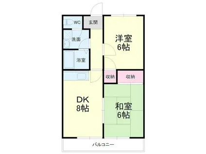 マンション楠通II(2DK/2階)の間取り写真