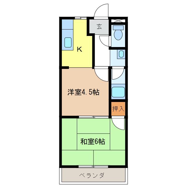 コーポナチ(2K/2階)の間取り写真