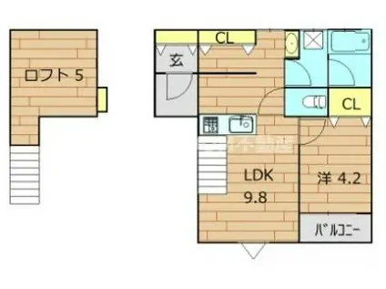 ブランエノワール(1LDK/1階)の間取り写真