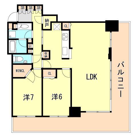 シティタワー神戸三宮(2LDK/29階)の間取り写真
