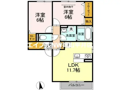 プリマヴェーラ A棟(2LDK/2階)の間取り写真